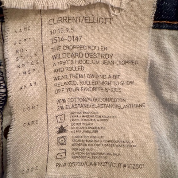 Current/Elliott Cropped Roller Wild Card Destroy Jeans - Picture 4 of 4